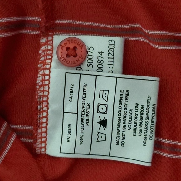 Antiqua Red Striped Men's Polo Size Medium - Picture 8 of 9